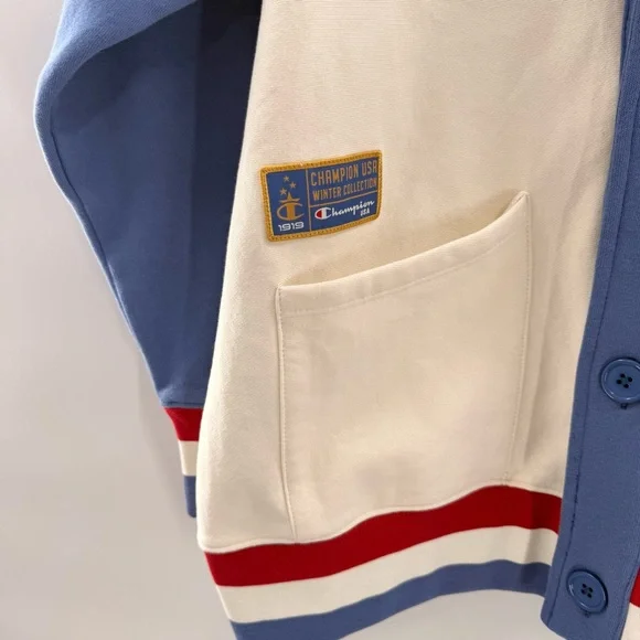 NWT Champion Women's Gold Medal Olympic Hooded Cardigan Sweatshirt Cream Size XL - Picture 5 of 16